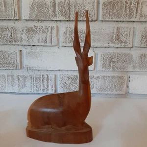 Hand Carved Wooden Antelope,Cabin,Hunting Lodge,Masculine - Picture 1 of 6