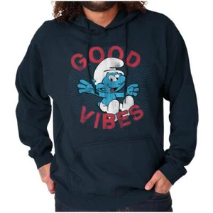 Smurfs Cartoon Good Vibes 1980s Cool Awesome Hoodie Hooded Sweatshirt Men Women - Picture 1 of 8