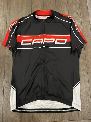 Mens Capo Cycling Bike Jersey Large Black White Red - Image 1 of 2