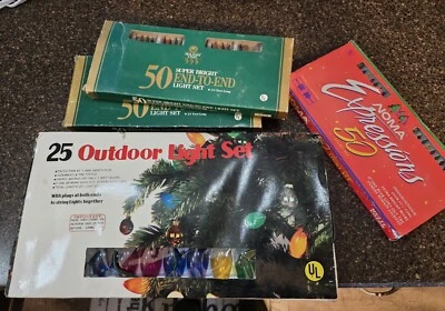 Lot Of Vintage Christmas Lights In Box Never Used Tested And Work - Image 1 of 4