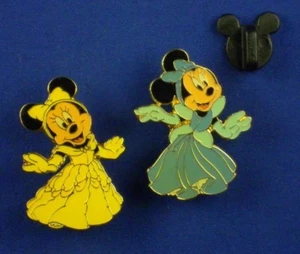 Minnie Dressed as Belle and Cinderella in Gowns 2 Princess Pins in Box # 9083 - Picture 1 of 7