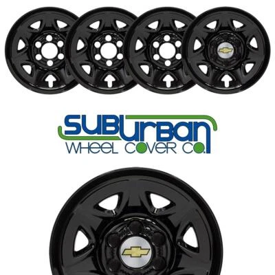2014-2019 Chevrolet Silverado 1500 WT # 7950GB 17" 6 Lug BLACK Wheel Skins SET/4 - Image 1 of 4
