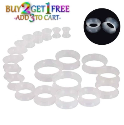 Par de TÚNEIS DE PELE DE ORELHA DE SILICONE 8G-1" medidores de alargamento duplo orelha ultrafina 1018 - Imagem 1 de 3