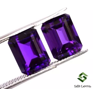 Zertifizierter natürlicher Amethyst Achteckschliff Paar 8x6 mm 3,51 kt kalibrierte Edelsteine - Bild 1 von 7