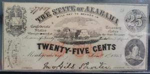 Billete de 25 centavos del estado de Alabama de 1863 - segunda serie AU++ - Imagen 1 de 3