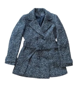 F&F Grey Coat Tweed Look Belt Waist Fully Lined Smart Casual Classic Button UK 8 - Picture 1 of 8