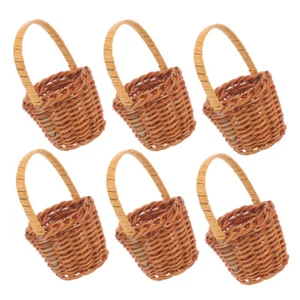 6Pcs Mini Woven Baskets Miniature Flower Basket Mini Picnic Basket Tiny Party - Picture 1 of 12