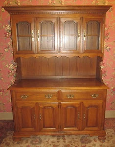 Tanbark Oak China Cabinet Half Glass 54 Wide by Tell City Chair Company - Picture 1 of 12