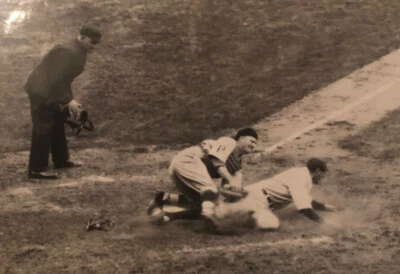 1927 WORLD SERIES ORIGINAL TYPE 1 PHOTO TONY LAZZERI SLIDING HOME YANKEES 8 X 10 - Image 1 of 4