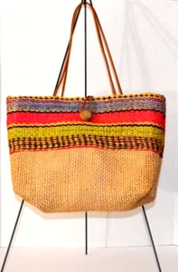 Multi colored Shoulder Bag Unique Rare woven - Picture 1 of 8