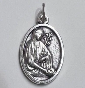 SAINT CATHERINE OF SIENA Medal Pendant, SILVER TONE, 22mm X 15mm, MADE IN ITALY - Picture 1 of 2