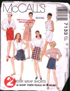 Pantalones Cortos 7133 Vintage McCalls Patrón de Costura Misses Años 90 Fuera de Uso 12-16 - Imagen 1 de 2