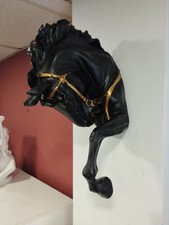 48cm 19'' Black Horse Statue Sculpture Home Decor 3D Wall Figure Art Objects