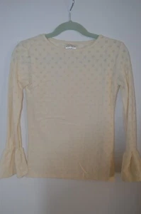 Girls Size 7 Persnickety Ivory Polka Dot Bell Sleeve Shirt Fall 2015 Made in USA - Picture 1 of 6