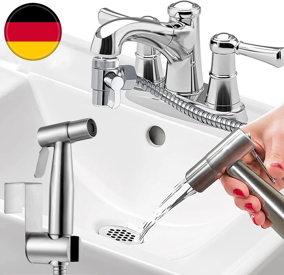 Bidet Brause mit Halter Edelstahl WC Hand Duschkopf Intim Hygiene Dusche Bad Set - Bild 1 von 4