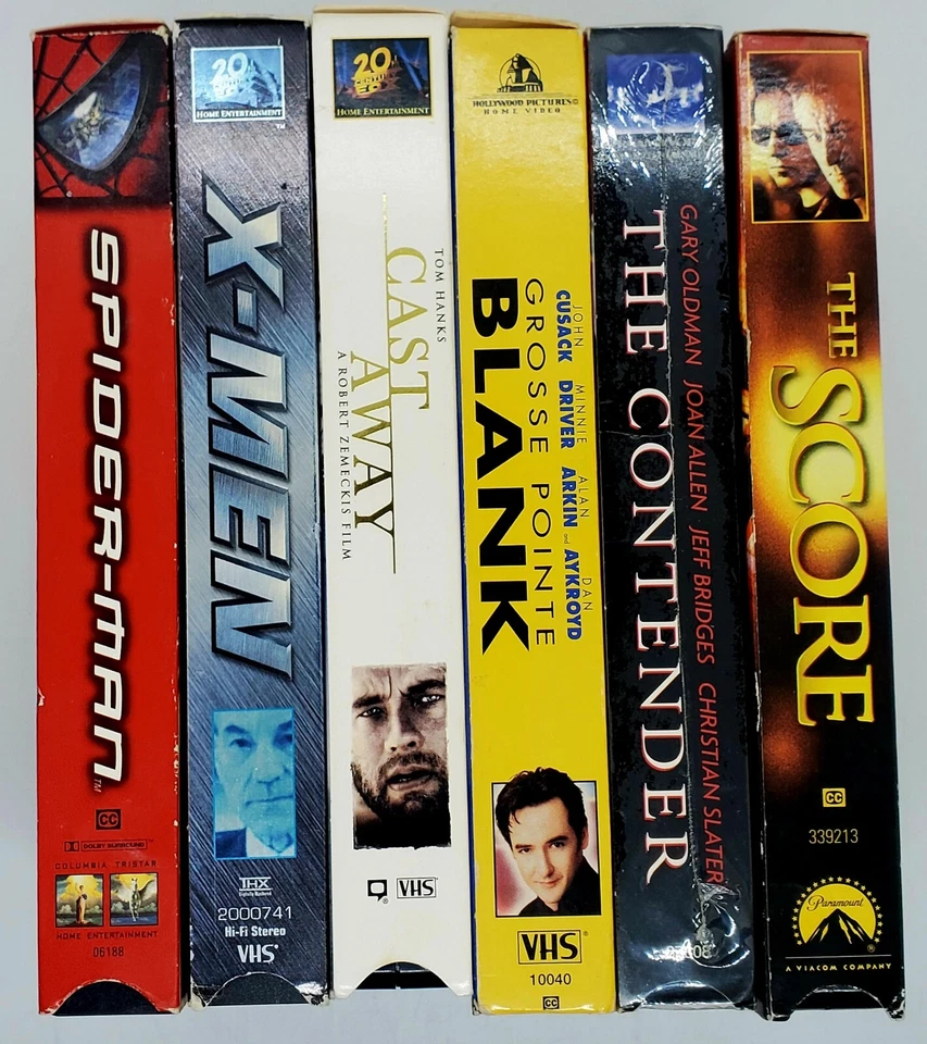 Vintage LOT of 6 VHS Cast Away The Score X-Men Spider-Man Grosse Pointe Blank 📽 - Image 1 of 4