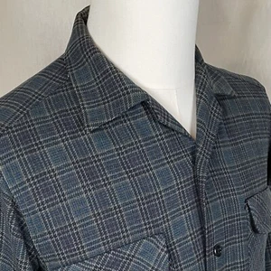 Pendleton Bordhemd Vintage 50er Jahre blau kariert Wolle Flanell ~ Medium - Bild 1 von 12