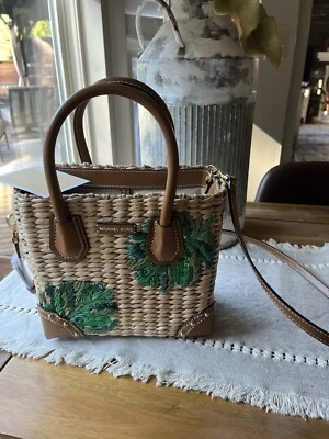 Michael Kors Straw Palm  Malibu Leaves Medium Purse Handbag/Beach Bag NWT - Image 1 of 4