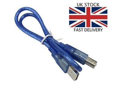 30CM Blue USB 2.0 Type A Male To Type B Male Cable For Arduino Uno R3 • 100£