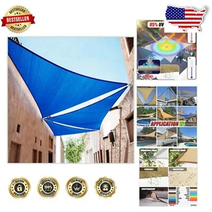 Elegant Blue Right Triangle Sun Shade Sail 9' x 14' x 16.6' - 3 - Picture 1 of 10