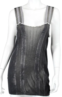 Top sin mangas PRADA gris envejecido elástico tejido acanalado cuello cuadrado 48 Foto 1 de 4