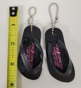2pc Black Party Flops Flip Flop Beach Sandal Keychains Party Favors 2-5/8 in - Picture 1 of 9