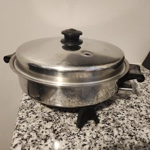 Vintage Saladmaster Elektrische Pfanne 11" 7817 Edelstahl mit Deckel und Farberware Kabel - Bild 1 von 15