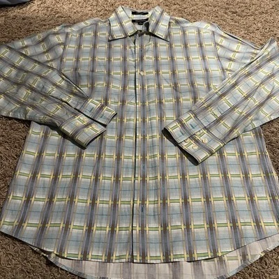 Camisa mediana Brandini para hombre L/S abotonada patrón multicolor 100 % algodón Foto 1 de 4