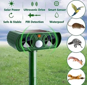1-5Pcs Animal Repeller Ultrasonic Solar Power Outdoor Pest Cat Mice Deer Sensor - Picture 1 of 13