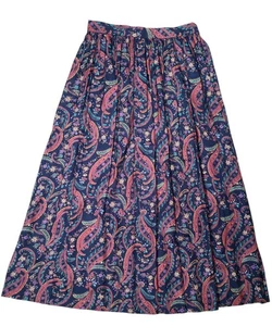F.A. vintage años 90 Maxi Falda Chatta Paisley Línea A 12 LG EE. UU. Pliegues de Rayón - Imagen 1 de 6