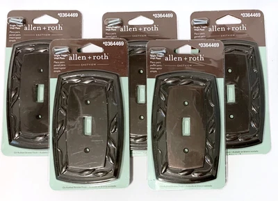 Lot of 5 Allen + Roth Eastview Single Toggle Wall Plates Oil-Rubbed Bronze New Foto 1 de 3