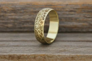 Oxidized Hammered Brass Band, Pure Brass Ring, Half Round Men Women Jewelry Gift - Picture 1 of 3