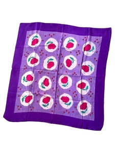 Glentex Silk Scarf Hand Rolled Korea Beauty Beast Roses Pink Purple 34" x 31.5" - Picture 1 of 6