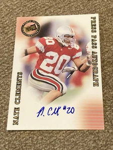 2001 Presseausweis SE Nate Clements Autogramme Ohio State OSU RC - Bild 1 von 2