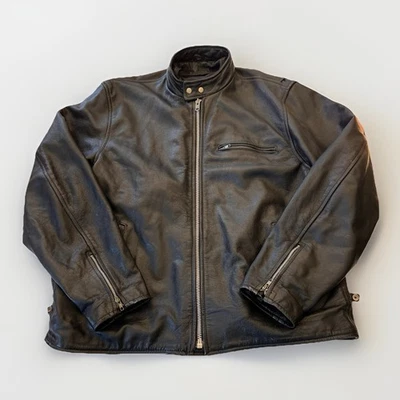 Abrigo chaqueta de cuero para motocicleta Unik para hombre talla 52T negro YKK cremalleras bolsillos Foto 1 de 4