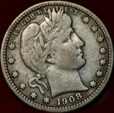 1908-S San Francisco Mint Silver Barber Quarter - Image 1 of 2