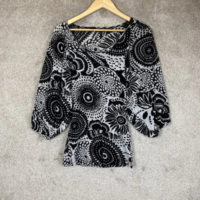 Karen Kane Blouse Womens Medium Floral Mesh Sheer Sleeve Pullover Top- 3794 - Image 1 of 4