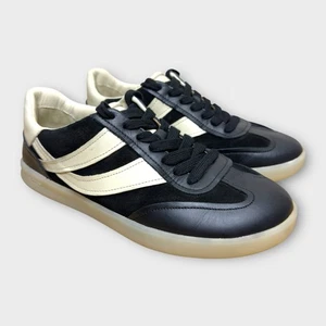 Vince Oasis Sneakers Womens 7.5 Black Leather Suede Gum Soles Preppy Academia - Picture 1 of 10