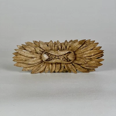 Antique Salvaged Finely Hand Carved Wood Winged Sunburst Decorative Element - Image 1 of 4