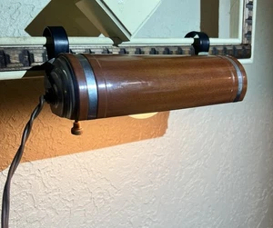 Vintage Art Deco Woodgrain Metal Headboard Bed Reading Light Lamp Mid Century  - Picture 1 of 20