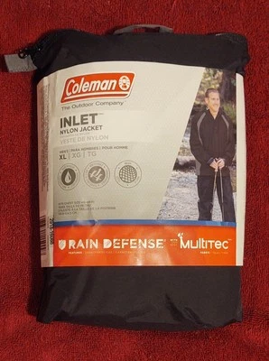 Coleman's XL Black Waterproof Breathable Nylon Shell Jacket Front Zipper - Image 1 of 4