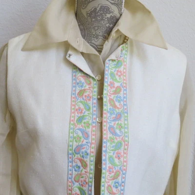 Size 12 Vintag Womens 3 Piece Paisley Outfit Vest Skirt Blouse Costume Sears NEW - Image 1 of 4