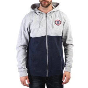 DC SHOES TOP BLOCK GRIS JASPEADO Y AZUL MARINO CREMALLERA SUDADERA CON CAPUCHA - Imagen 1 de 2