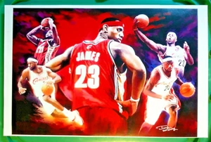 🔥LEBRON JAMES🔥 Jiang Zunzhong Art Print Poster 11x17 Cleveland Cavaliers NBA - Picture 1 of 5