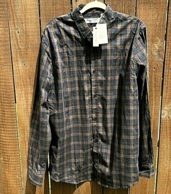 Sovereign Code Mens Brown Plaid Long Sleeve Button Up Shirt Size 2 XL New - Image 1 of 4