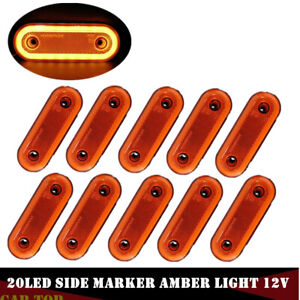 10X 20LED Amber Side Marker Indicator Light Lamp Caravan Truck Trailer Lorry 12V
