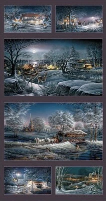 EVENING FROST CHRISTMAS PANEL ~ CLASSIC SCENES~  Winter/Snow Panel 100% Cotton   - Image 1 of 4