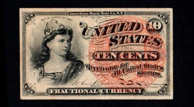 10 Cents Fourth Issue Fractional Currency   lightly circulated Free Shipping H94 - Image 1 of 2