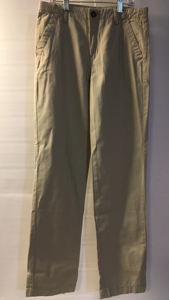 Pantalones de uniforme de vestir caqui Crazy 8 para niños ¡NUEVOS CON ETIQUETAS! Frente plano, cintura ajustable 16 D19 Foto 1 de 4