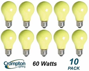 10 x YELLOW Coloured Party / Festoon Light Globes Bulbs Lamps 60W E27 Screw A60 - Picture 1 of 2